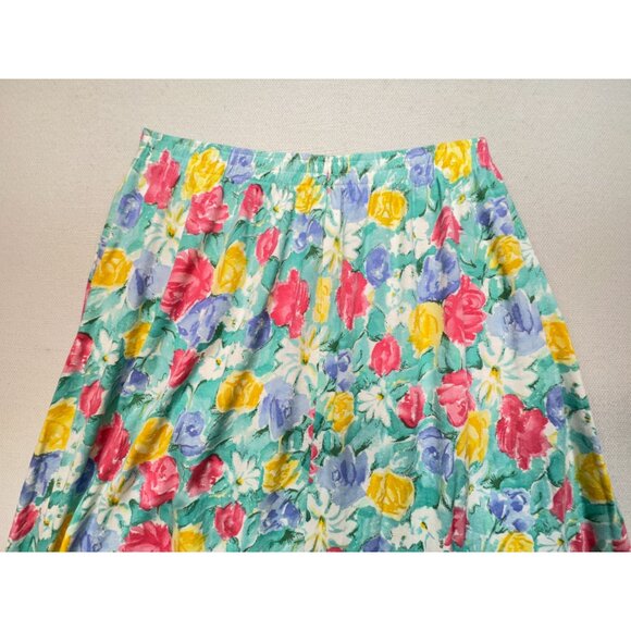 Koret Women's A-Line Skirt Elastic Waist Stretch Pockets Floral Size XL Multi - Picture 8 of 10
